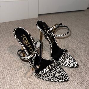 Tom Ford Leopard Print Black and White Heels